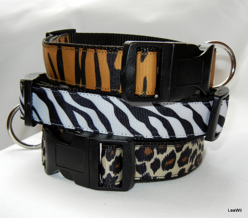 Obojek ryps safari 2,5cm (tygr,zebra,leopard)