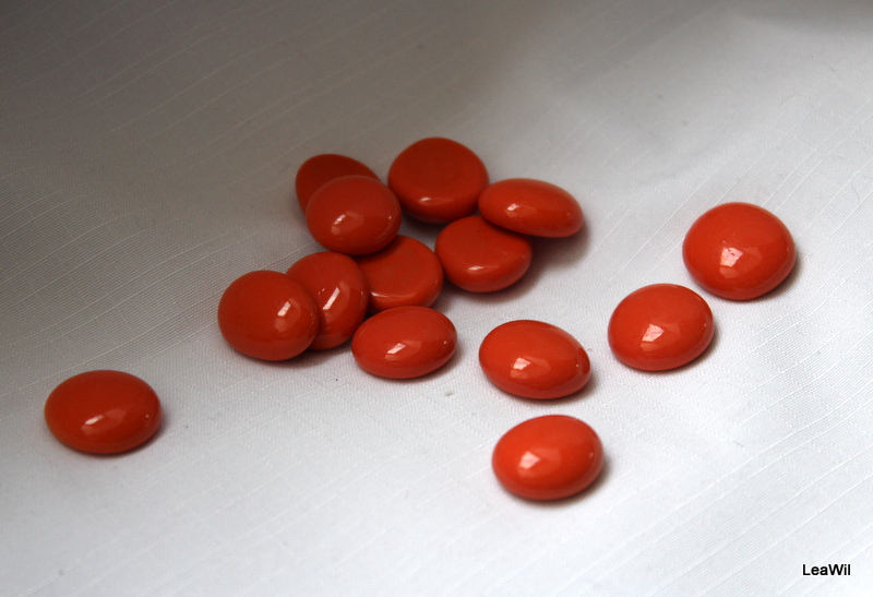Skleněné kamínky (čočky, nugety) ORANŽOVÉ syté, neprůhledné