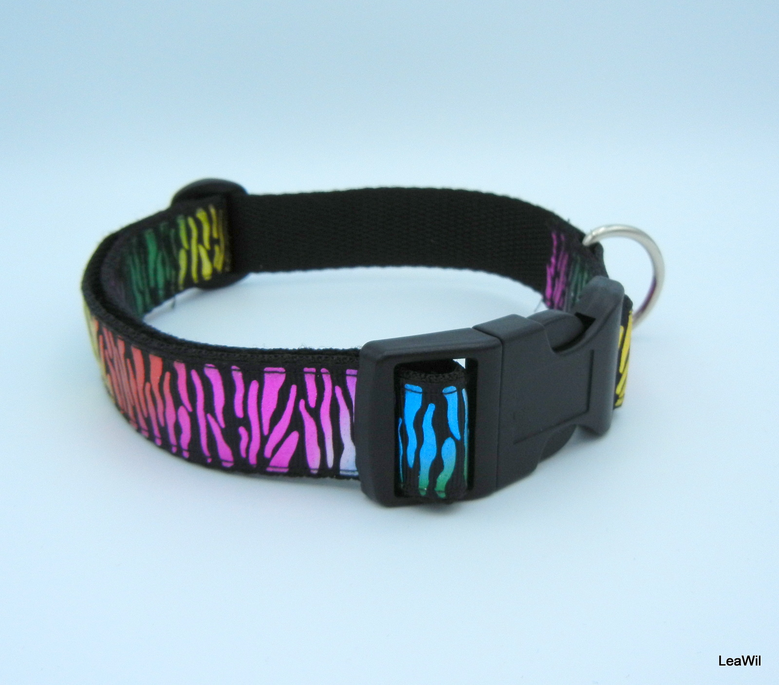 Obojek ryps 2,5 cm fial duhová zebra
