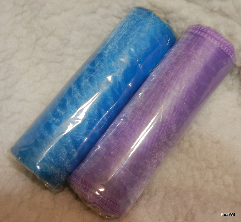 Organza v roli úzká fialková (levandule) obšitá 15cm