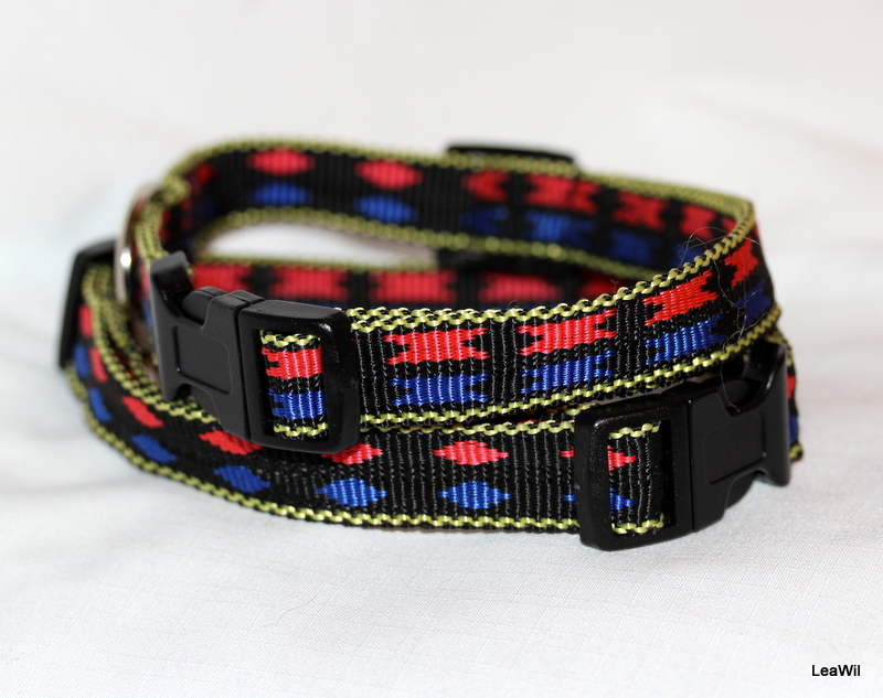 Obojek popruh červeno-modrý 2cm