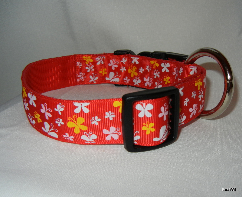 Obojek ryps s motýlky 2,5cm