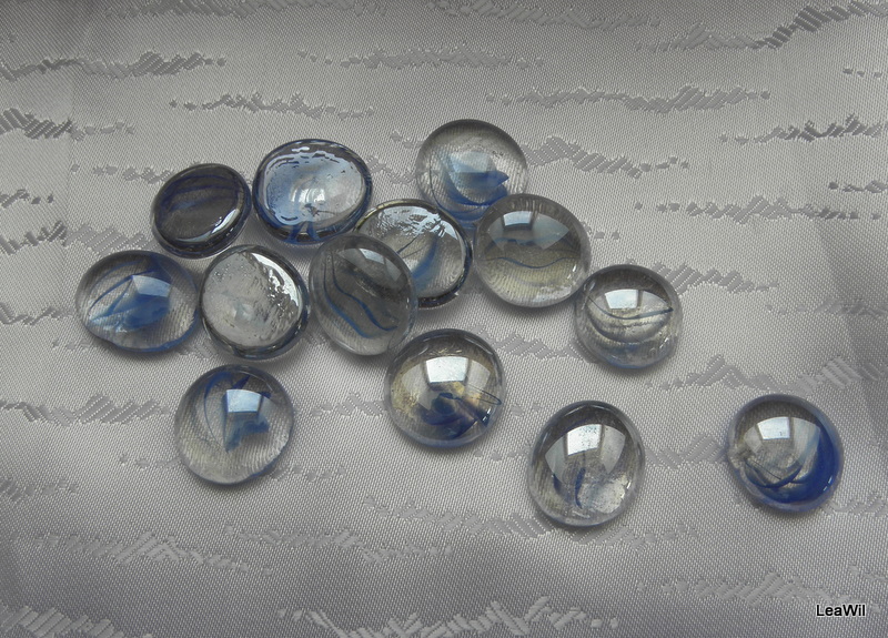 Skleněné kamínky (čočky, nugety) MODRÉ ŽÍHÁNÍ