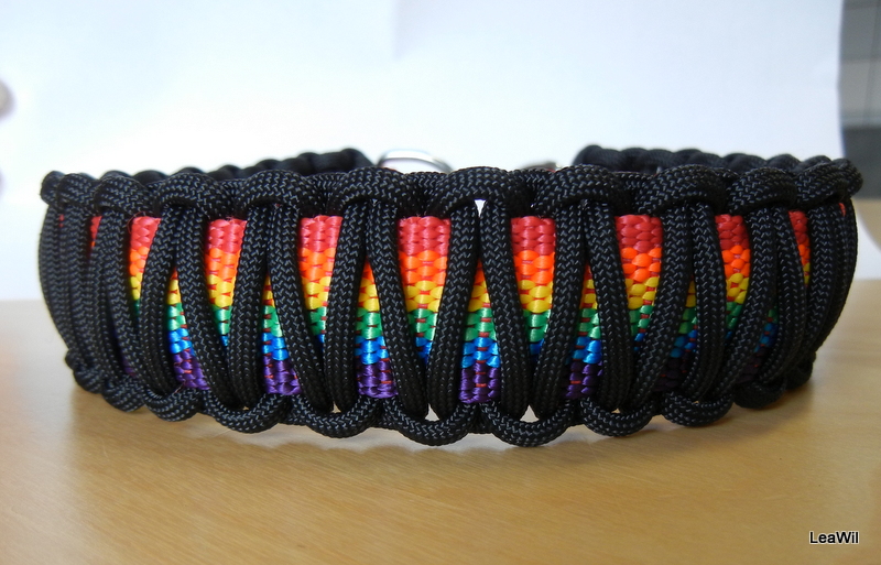 Paracord obojek oplet duha