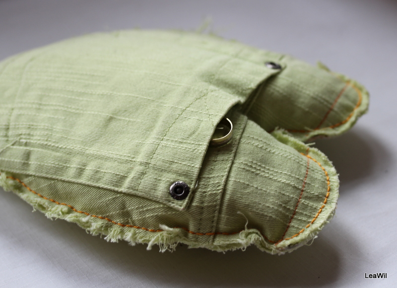 Polštářek pod prstýnky srdce kapsa velká zelenooranž