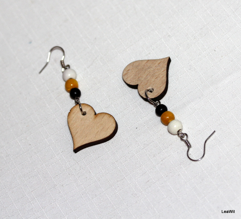 Srdce ČSP černožlutobílé naušnice 