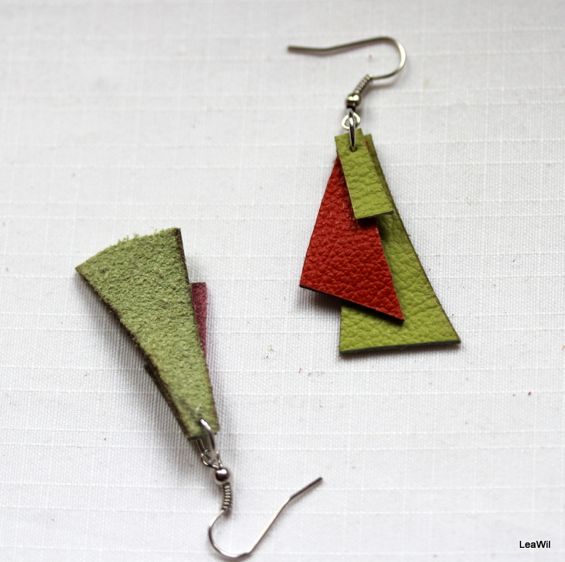 Limetka-pomeranč kožené naušnice 