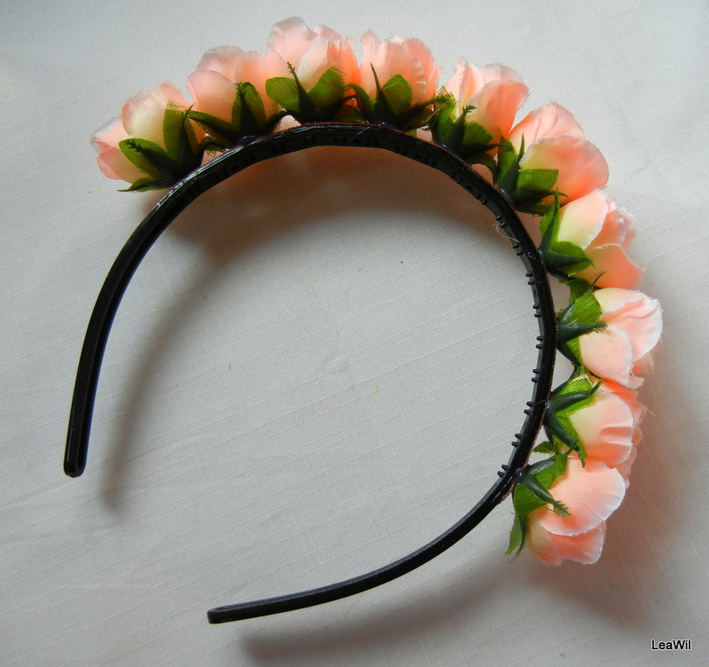 Čelenka květinová lososová/broskvová