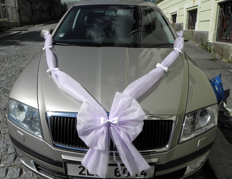 Svatební šerpa na auto kombinovaná