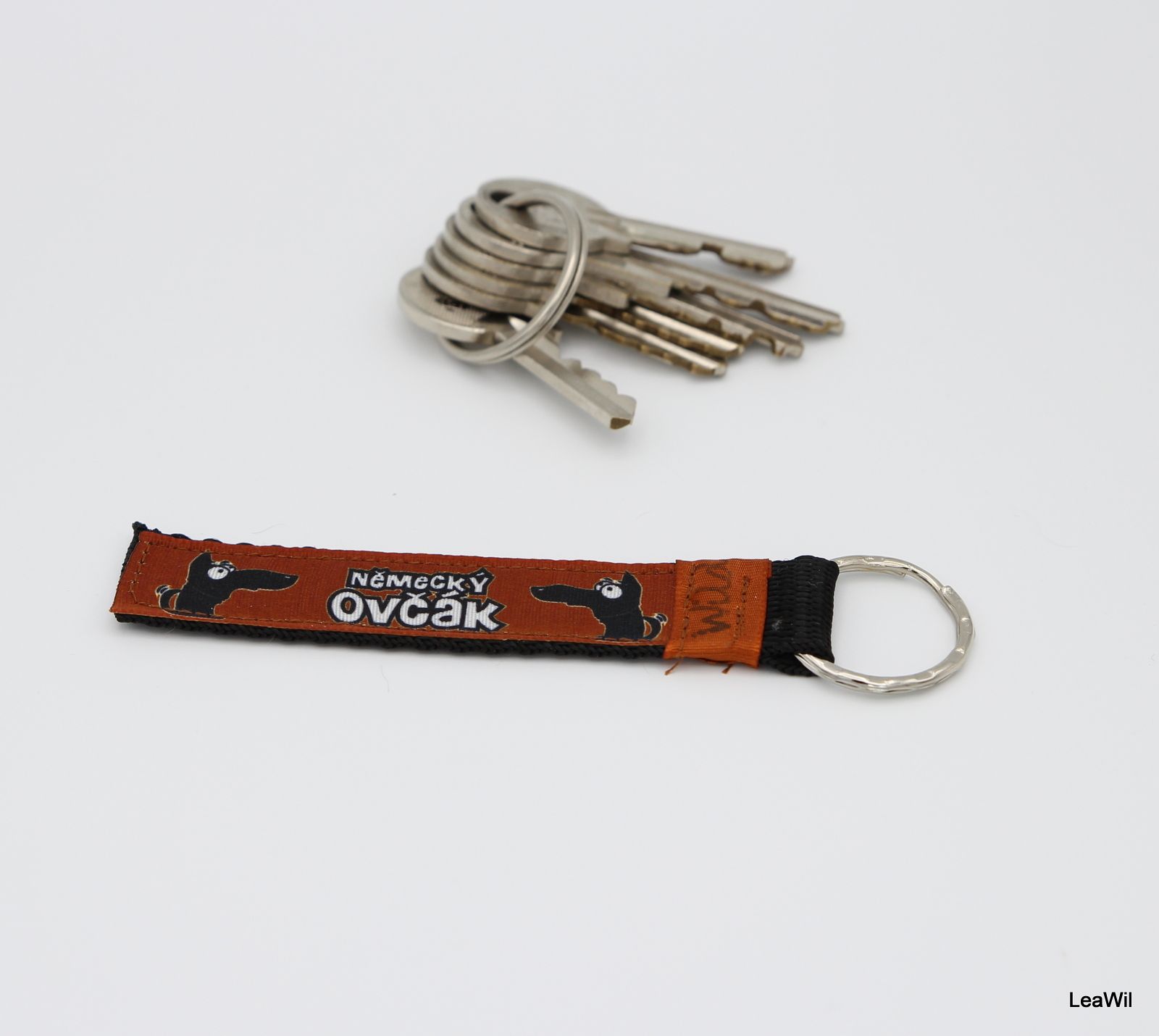 Klíčenka taft 2 cm něm.ovčák - pásek s kroužkem čer