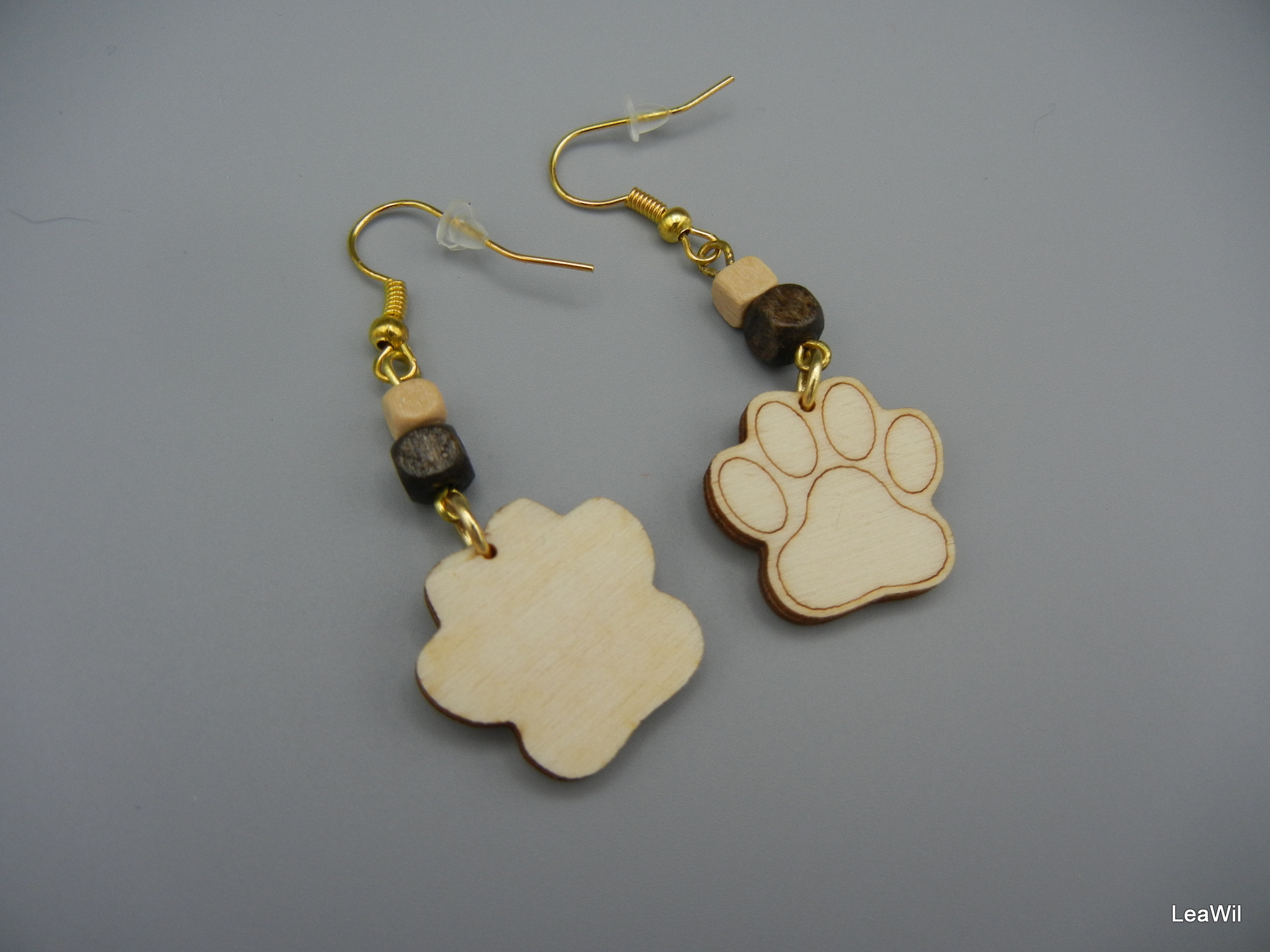 Naušnice tlapka hnědobéž menší