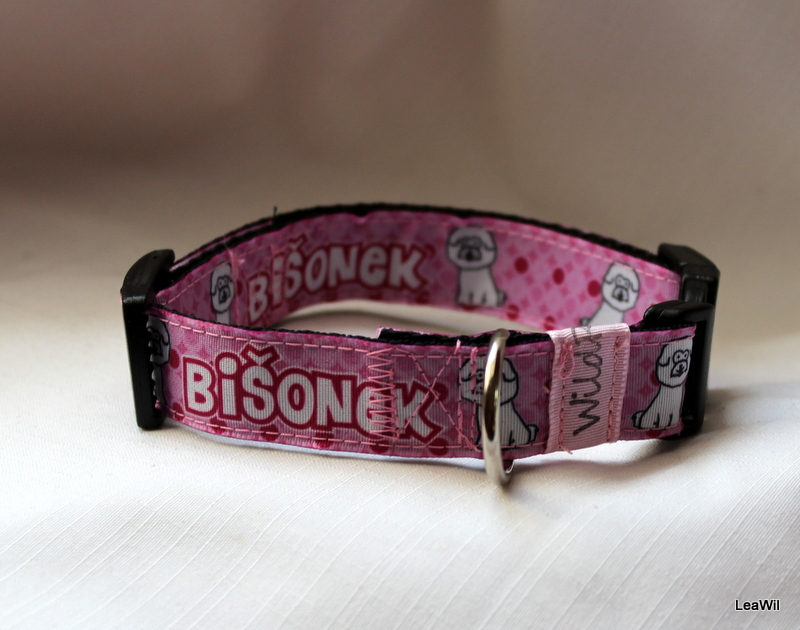 Obojek 2 cm bišonek růžovo-fialová