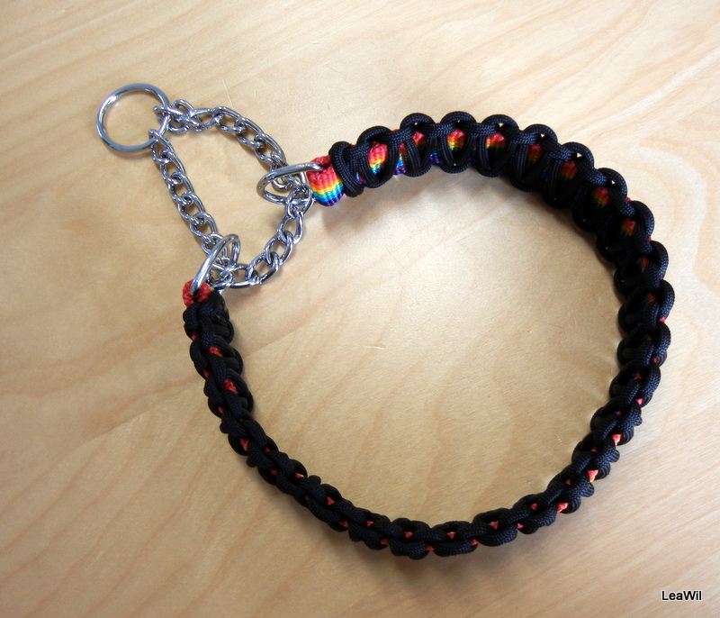 Paracord obojek oplet duha