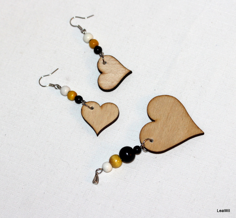 Srdce ČSP černožlutobílé naušnice 