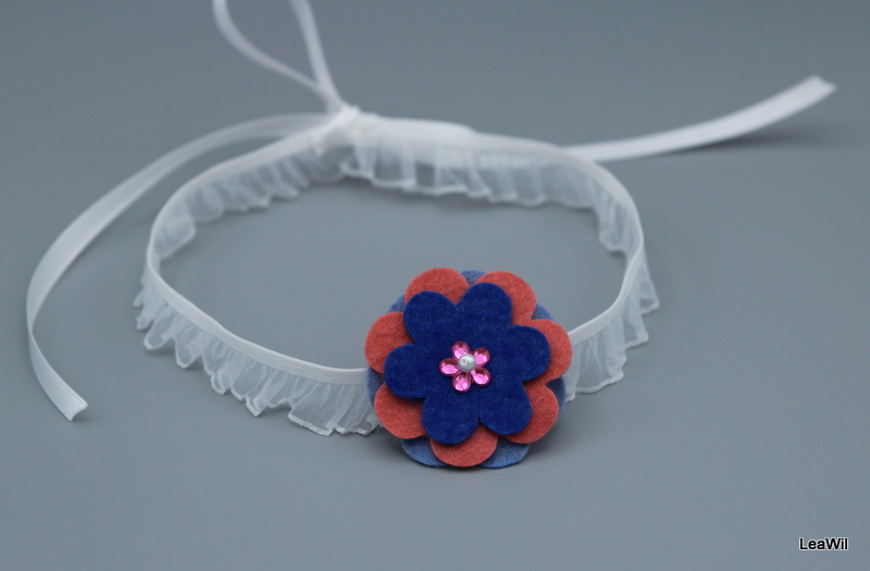 Čelenka růžovo modrý  květ