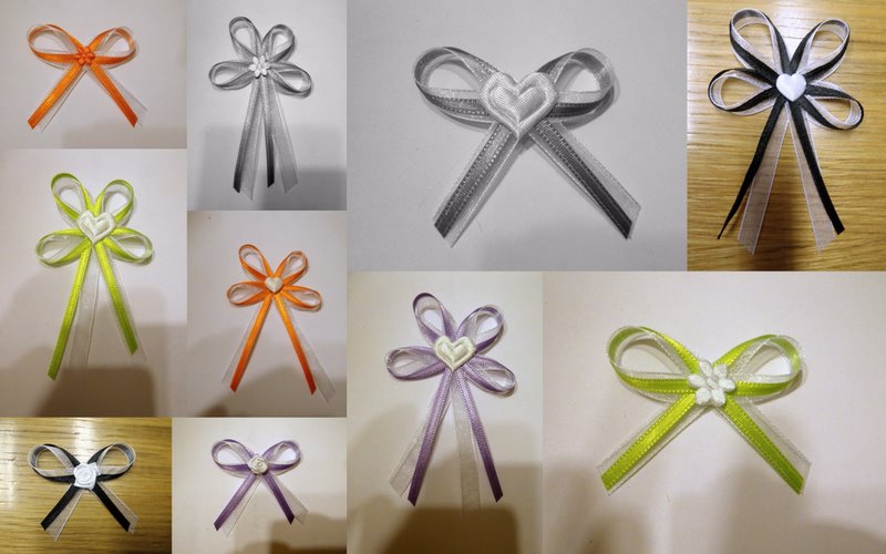 Vývazek velký kombinovaný bílý šifon