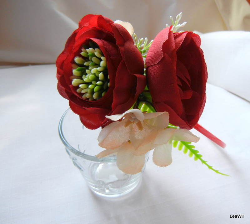 Čelenka květinová bordo červená