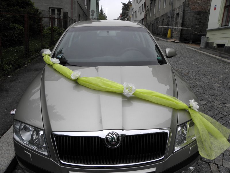 Svatební šerpa na auto asymetrická 