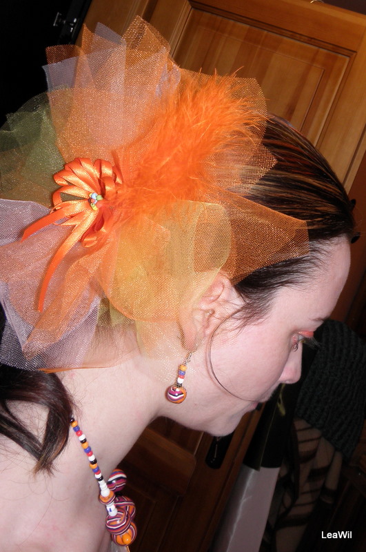 Závojová ozdoba tyl oranžbar