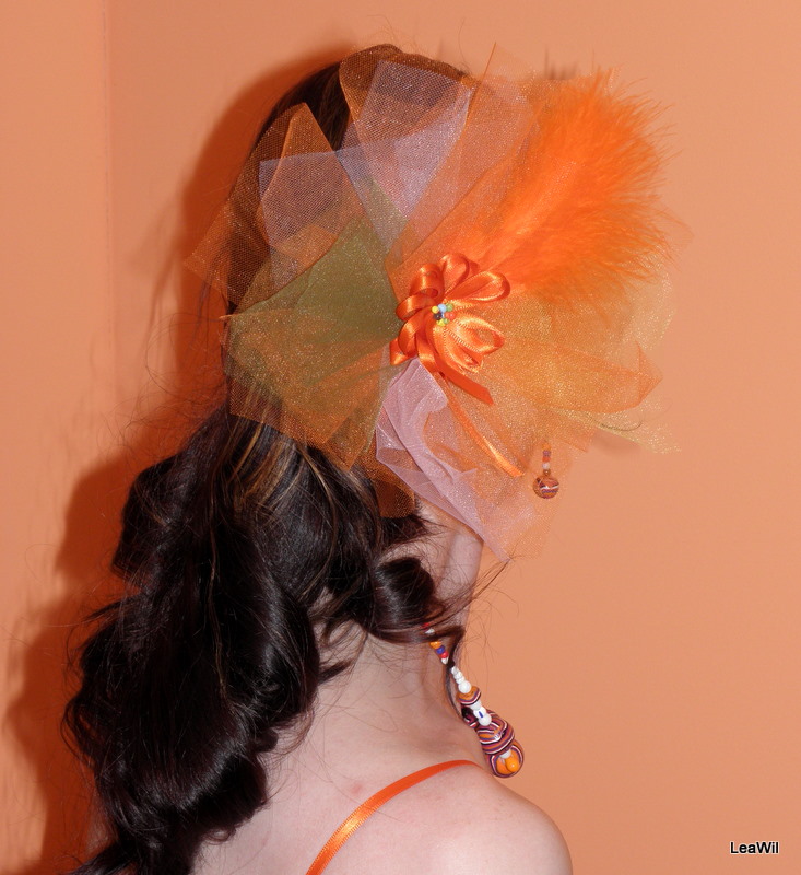 Závojová ozdoba tyl oranžbar