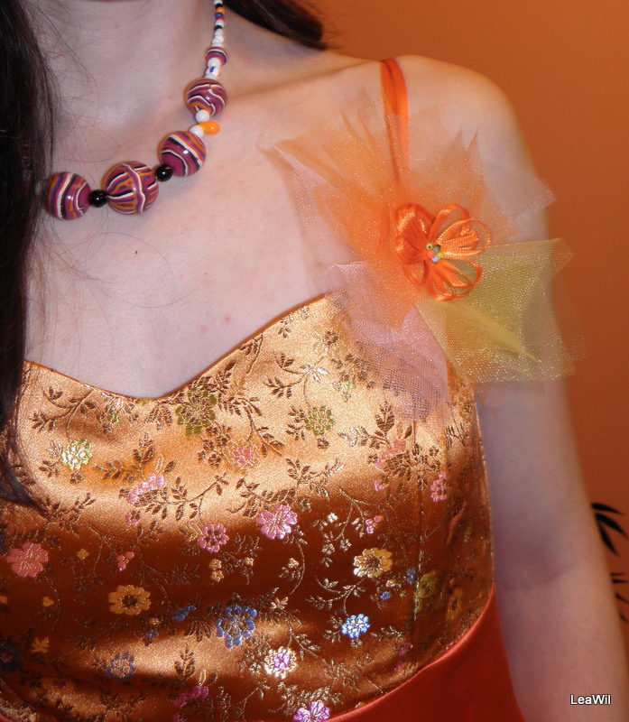 Závojová ozdoba tyl oranžbar