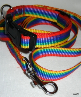 Set - Obojek + vodítko popruh duha 1,5cm