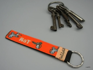 Klíčenka taft 2 cm myš/potkan oranž RAT  - pásek s kroužkem