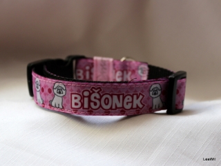 Obojek 2 cm bišonek růžovo-fialová
