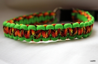 Paracord obojek polostahovací fire+zelená