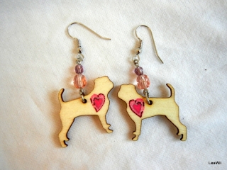 Naušnice pes brabantík srdce růž