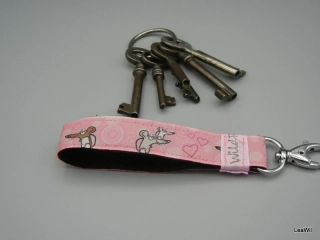 Klíčenka taft 2 cm myš/potkan  - poutko s karabinou růž
