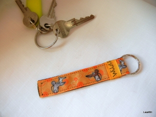 Klíčenka taft 2 cm myš/potkan - pásek s kroužkem žlutooranž