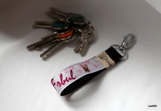 Klíčenka taft 2 cm buldoček - poutko čer.bordo limit