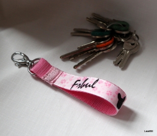 Klíčenka taft 2 cm buldoček - poutko růž.černá limit