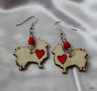 Naušnice pes čivava srdce červené