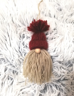 Skřítek vousáč s čepicí bordo