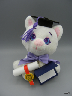 Promoční/maturitní kočka bílá s fial