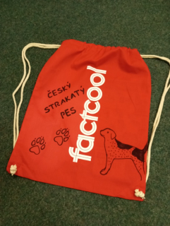 Batoh šňůrkový vak bavlna červený český strakatý 